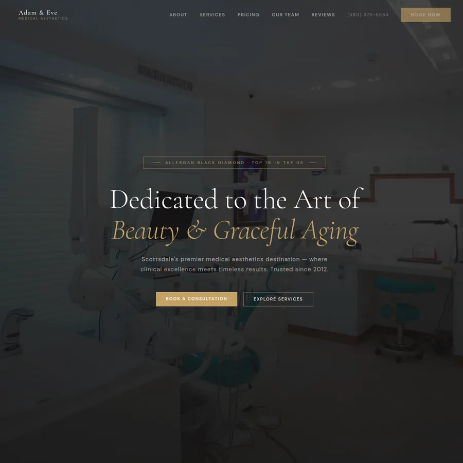 Adam and Eve Medical Aesthetics — spec site screenshot