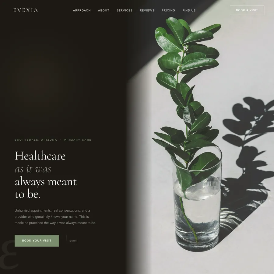 Evexia Primary Care — spec site screenshot